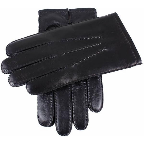 Dents Men's Melton Handsewn Unlined Peccary Leather Gloves BLACK 7